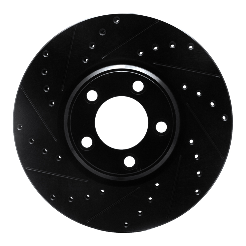 Ford Thunderbird Brake Rotor (1) - Front Left - R1 Concepts - Drilled & Slotted - Black - `00-`06